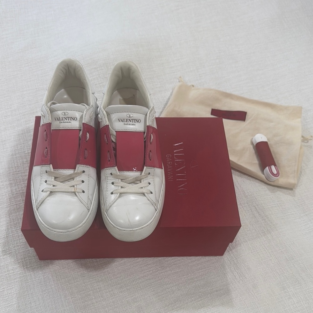 Valentino Women's Red and White Sneakers